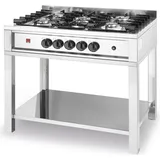 HENDI Gasherd, 5 Brenner: KTP 96 offenes Untergestell 14,3 kW - Schwarz/Silber