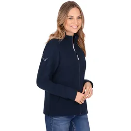TRIGEMA Sweatjacke TRIGEMA "TRIGEMA Jacke mit funkelnden Strass-Steinen", Damen, Gr. L, blau (navy), 55% Polyester, 45% Baumwolle, Sweatjacken Sweatjacke