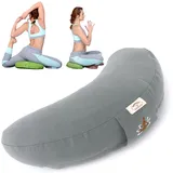 sei Design Halbmond Yogakissen Meditationskissen Yoga Kissen mit Buchweizenschalen-Füllung Yoga Block Bodenkissen groß Meditation Sitzkissen 46x25x10 Grau