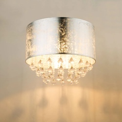 Deckenlampe Deckenleuchte Kronleuchter Kristalllampe Blattsilber Textil