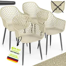 tillvex Gartenstuhl 4er Set 120 x 60 x 90 cm beige