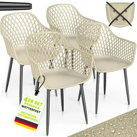 tillvex Gartenstuhl 4er Set 120 x 60 x 90 cm beige