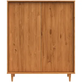 INOSIGN Highboard »Malmedy Front mit gefrästen Rillen« Kommode Midischrank aus massivem Kiefernholz, Push-to-open, B 100 cm beige