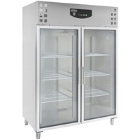 Groju Flaschenkühlschrank mit 2 Glastüren Getränkekühlschrank Kühlschrank Gastro 1325 L +2/8°C Edelstahl