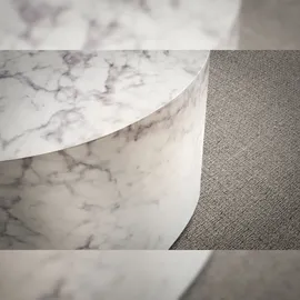 FineBuy Couchtisch MONOBLOC 60x60x30 cm Wohnzimmertisch Rund Lounge Sofatisch Kaffeetisch Modern Weiß