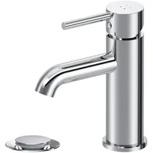 AM.PM Wasserhahn Bad, Waschtischarmatur mit Klick-Ablaufgarnitur Chrom, Badarmatur aus Messing, Waschbecken Armatur Badezimmer, Einhebelmischer, Mischbatterie Waschbecken, AM.PM Spike