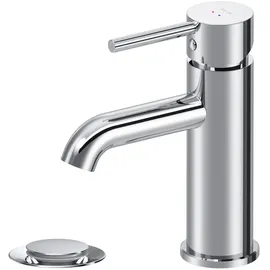 AM.PM Wasserhahn Bad, Waschtischarmatur mit Klick-Ablaufgarnitur Chrom, Badarmatur aus Messing, Waschbecken Armatur Badezimmer, Einhebelmischer, Mischbatterie Waschbecken, AM.PM Spike
