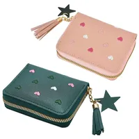 HZAOPZE 2 pcs Portemonnaie Damen Klein, Klein Portemonnaie Damen Pu Leder, Portemonnaie Damen Klein, Mini Portmonee Damen, Portemonnaie Damen Klein Leder Für Frauen, rosa und grün