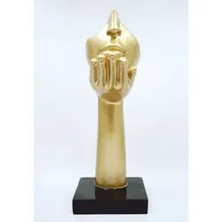 Casa Padrino Deko Skulptur Gold / Schwarz H. 50 cm - Wohnzimmer Deko