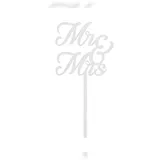 Partydeco Cake Topper Mr & Mrs Hochzeit 16,5x8,3cm Tortendeko Hochzeit Kuchendeko Tortenstecker Hochzeitsdeko Weiß