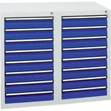 Stumpf Schubladenschrank Serie STS 410, 16 Schubladen enzianblau (16x100mm)