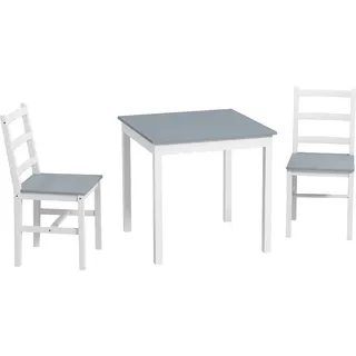 Homcom Essgruppe 3er-Set, Esstisch mit 2 Stühle, Küchentisch-Set für 2 Personen,