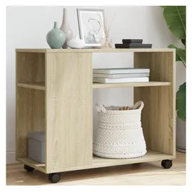 vidaXL Beistelltisch mit Rollen Mehrfarbig Eiche 70 x 35 x 60 cm
