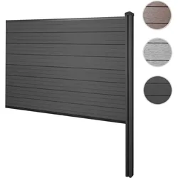 WPC-Sichtschutz Sarthe, Zaun Windschutz, WPC-Pfosten zum Einbetonieren ~ Erweiterungselement, 188cm anthrazit