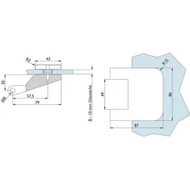 Hermat Glastürband 6325-20 LM Edelstahlfarbig rd f.3-teillig