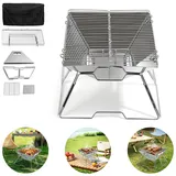 Wolketon Faltbarer Holzkohlegrill Grill Kompakter Grill 304 Edelstahl Tragbar Für Das Kochen Im Freien 31 X 31cm