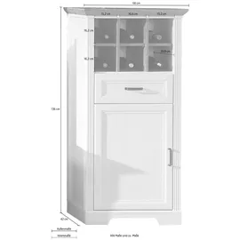 Innostyle Stauraumschrank "Jasmin", weiß (piniefarbe, weiß, eichefarben), B:66cm H:136cm T:42cm, Holzwerkstoff, MDF, Metall, Schränke, Stauraumschrank, mit Weinregal