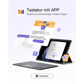 Inateck Tablet Tastatur mit Touchpad,KI-Funktion,Ultra Slim Tastatur für Windows, iPad OS, Android, iOS-Systeme,7-Farbiger Hintergrund Beleuchtung,Unterstützen Selbst Entwickelte App,QWERTZ,KB01104