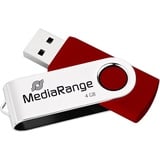 MediaRange USB 2.0 Speicherstick 4GB - Mini USB Flash-Laufwerk mit sicherem Drehkappengehäuse, externe Speichererweiterung mit Lesegeschwindigkeit von bis zu 17 MB/s, Farbe Rot