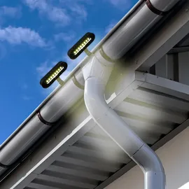 Fachhandel Plus 2 Stück Dachrinnenleuchten Solar mit 8 LED Wegeleuchte Hofbeleuchtung