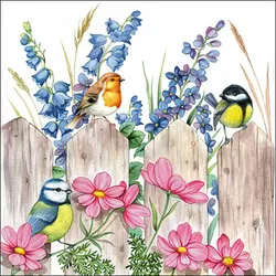 Ambiente 20 Servietten Papier 33x33cm 3-lagig - hochwertige Einweg Papierservietten Singvögel Blumen Motiv Partyservietten Vogelmotiv Tischdeko Frühling Sommer