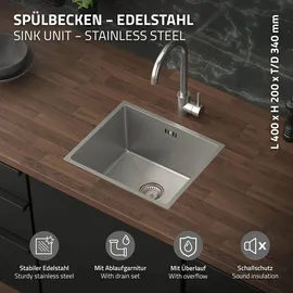ML-Design Edelstahl Küchenspüle 34 x 40 cm Silber