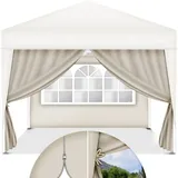 2X Seitenwand beige für Pavillon 3x3m & 3x6m Faltpavillon Seitenteile wasserabweisend Seitenfenster & Reißverschluss Seitenwände für Gartenzelt