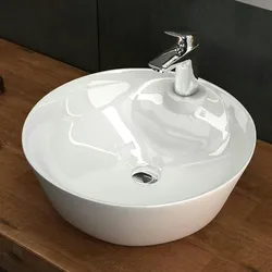 Waschschale Oval weiß I Waschbecken Keramik mit Nanoversieglung  Badezimmer Aufsatz