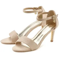 LASCANA Sommerschuh High-Heel-Sandalette Riemchensandalette, klassisch elegantes Design VEGAN beige 38 EU