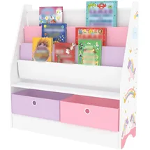 [en.casa] Kinderregal Neda 74 x 71 x 23 cm Holzwerkstoff Einhorn-Motiv weiß/lila/rosa