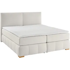 Home Affaire Boxspringbett HOME AFFAIRE "Wehma", beige (natur), B:190cm L:233cm, Struktur fein (100% Polyester), Komplettbetten, Boxspringbett, inkl. Topper in 3 verschiedenen Matratzen, auch in Samtstoff