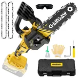 Mini Akku Kettensäge 8 Zoll kompatibel mit Dewalt 20V 18V Akku Säge Bürstenloser Elektro Kettensäge mit Automatischer Öler akkusäge Handkettensäge für Gartenscheren (only tool)