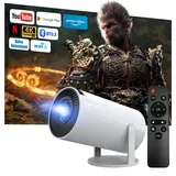 Beamer 4K 1080P Full HD Unterstützt Android 13, 2025 Upgraded Mini Beamer 5G WiFi 6 BT 5.3, Mini Projektor 4K Heimkino/Laptop/HDMI/USB/Auto Horizontal Trapezoid Correction