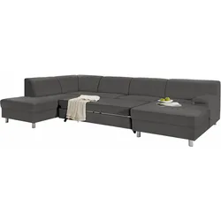 Wohnlandschaft INOSIGN "Jamie, U-Form", grau, B:308cm H:72cm T:80cm, Sofas, wahlweise mit Bettfunktion