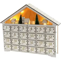 Adventskalender Aus Holz Mit 24 Schubladen – Natürliches Lotusholz – Warme Led-beleuchtung Für Festliche Atmosphäre – Weihnachtsdekoration