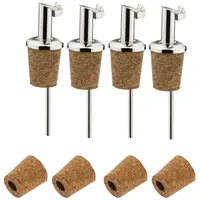 Westmark 4 Spirituosen-/Öl-Ausgießer + 4 Ersatzkorken, mit Kläppchen, mit Luftröhrchen, kurz, Metall/rostfreier Edelstahl, Naturkorken, Inox Gastro, Silber, 457022E3