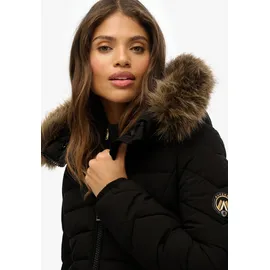 Superdry Fuji Faux Fur Damen. Kapuzenjacke schwarz M,