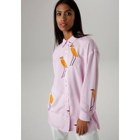 Aniston SELECTED Hemdbluse mit tierisch gutem Druck und Oversize-Form - NEUE KOLLEKTION Gr. 44, rosa-orange-lila, , 18918410-44