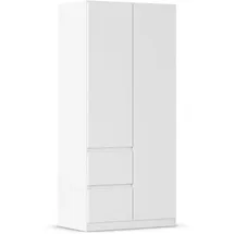 Rauch Möbel Nidda, Drehtürenschrank mit 2 Schubkästen, Kleiderschrank Schrank Garderobe Wäscheschrank Ankleide weiß, Kleiderschränke, 2-türig, grifflos mit Push-to-Open-Funktion, Farbe Alpinweiß, 91x197x54cm