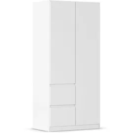 Rauch Möbel Nidda, Drehtürenschrank mit 2 Schubkästen, Kleiderschrank Schrank Garderobe Wäscheschrank Ankleide weiß, Kleiderschränke, 2-türig, grifflos mit Push-to-Open-Funktion, Farbe Alpinweiß, 91x197x54cm