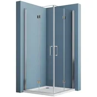 Hopibath Eckdusche Falttür Duschkabine Falttür Duschabtrennung faltbar, BxT: 80x80 cm, 5mm NANO Glas, 180o Falt-Duschkabine, 70-120 x 195 cm, mit Alu-Bodenleiste, Magnetverschluss silberfarben 80 cm x 195 cm x 80 cm
