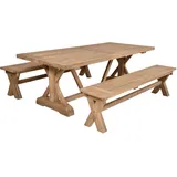Garden Pleasure Gartenmöbel-Set KISAR, Tisch + 2 Bänke, Teak