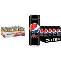 Paulaner Spezi Zero, 24er Dosentray, EINWEG (24 x 0,33l) & Pepsi Max, Das zuckerfreie Erfrischungsgetränk von Pepsi ohne Kalorien, Koffeinhaltige Cola in der Dose, EINWEG Dose (24 x 0,33 l)
