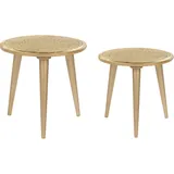 Beliani Beistelltisch 2er Set aus Mangoholz Gold NARRA