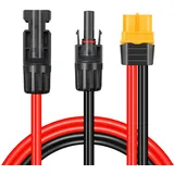 Solarladekabel Solarstecker auf XT60 Stecker Solarpanel Adapter Kabel Solarkabel, 12AWG 60CM Solarpanel Kabel Kit, für Tragbares Kraftwerk, Solargenerator