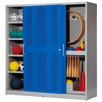 C+P Sportgeräteschrank mit Lochblech-Schiebetüren (Typ 5), HxBxT 195x190x60 cm,