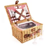 EIRONA Willow Hamper Picknickkorb für 4 Personen mit isoliertem Kühlfach und wasserdichter Decke, Besteckservice-Set, Picknickkörbe aus Korbgeflecht, Picknickkorb-Sets