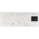 Gett Cleantype Xtra Touch Protect Silikontastatur mit Touchpad IP68 desinfizierbar USB Farbe weiss L (DE, Kabelgebunden), Tastatur, Weiss