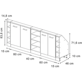 Vicco Dachschrägenschrank-Set Rion 210 x 83,8 x 46 cm Anthrazit/Weiß