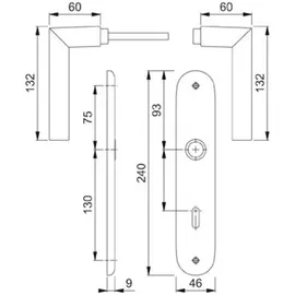 HOPPE Langschild-Drückergrt.Stockholm 1140/273P DIN EN 1906 Bad SK/OL VK 8mm Entf.78mm